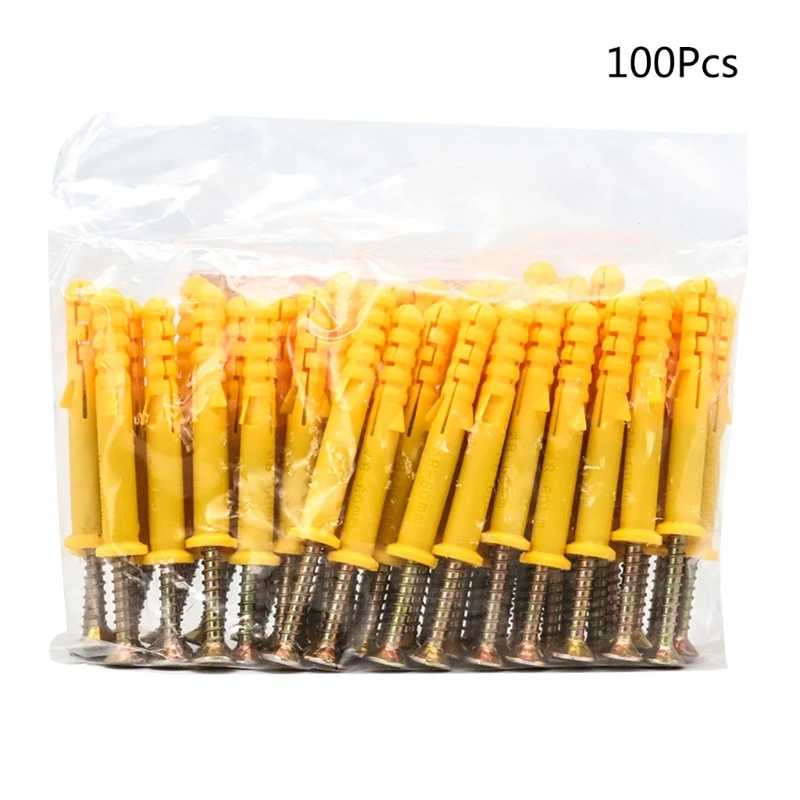 100pcs Expansion Raws Plugs and Screws Masonry Screws & Wall Plugs Set Convenient & Versatile Wall Anchors Set Durable M4YD