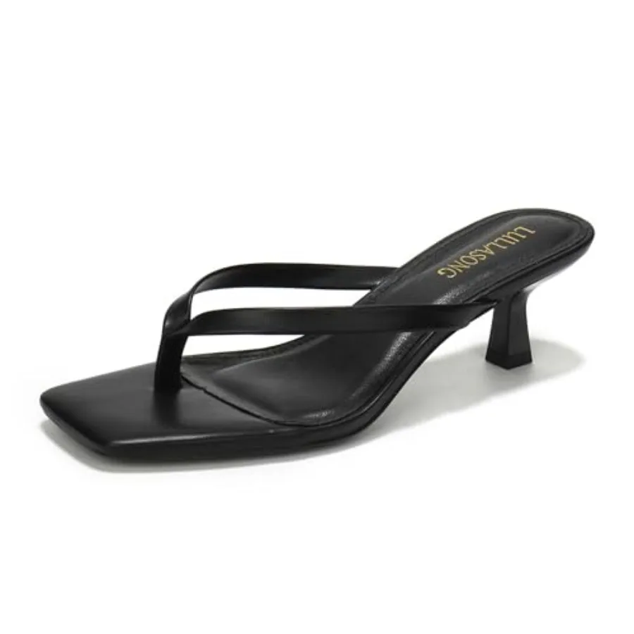 

LULLASONG Women's Kitten Heels Sandals Square Open Toe Flip Flop Heels 1.8-2 Inch Heeled Sandals for Women