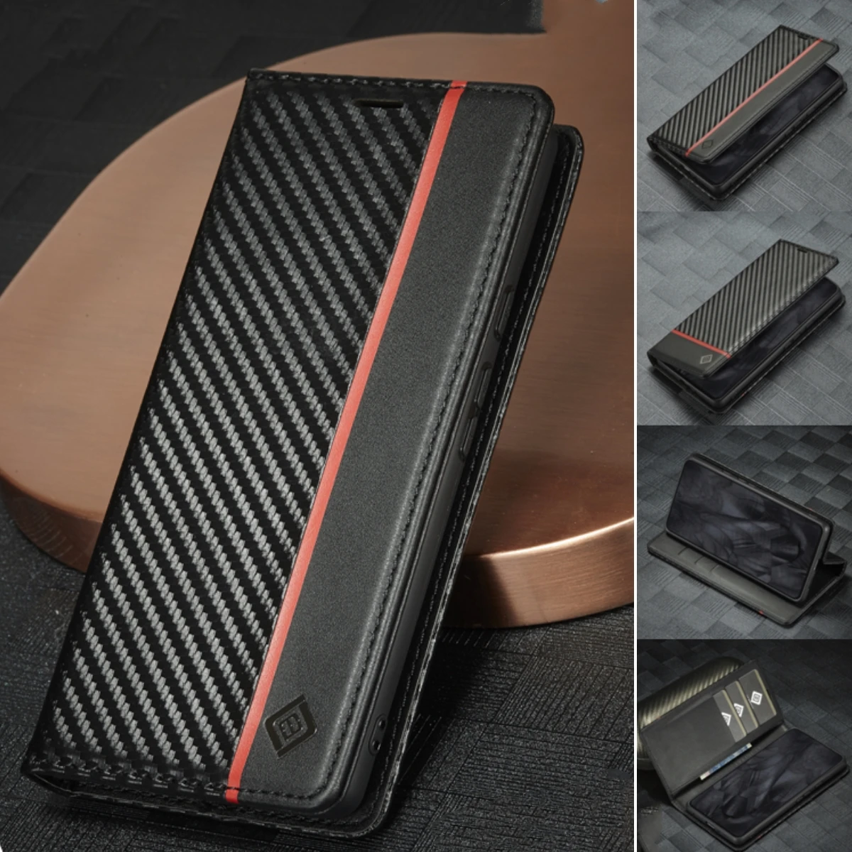 Carbon Fiber Leather Case for Google Pixel 9 Pro XL 8 7 6 Pro 6A 6Pro 7Pro Pixel8 Pro Business Flip Cover Card Slot Phone Wallet