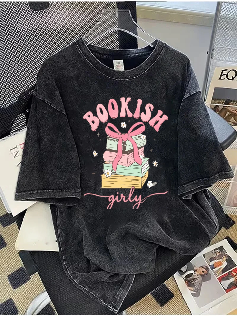 Bookish T-shirt Women's Short Sleeved Casual Top Breathable Summer T-shirt Soft Fabric Suitable for Daily Wear