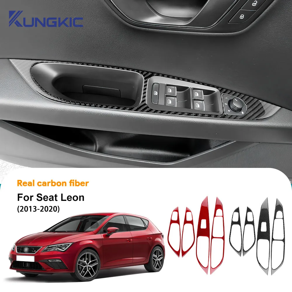 

Настоящее мягкое углеродное волокно для Seat Leon 5F MK3 2013 2014 2015 2016 2017 2018 2019 2020 LHD RHD наклейка на панель стеклоподъемника автомобиля