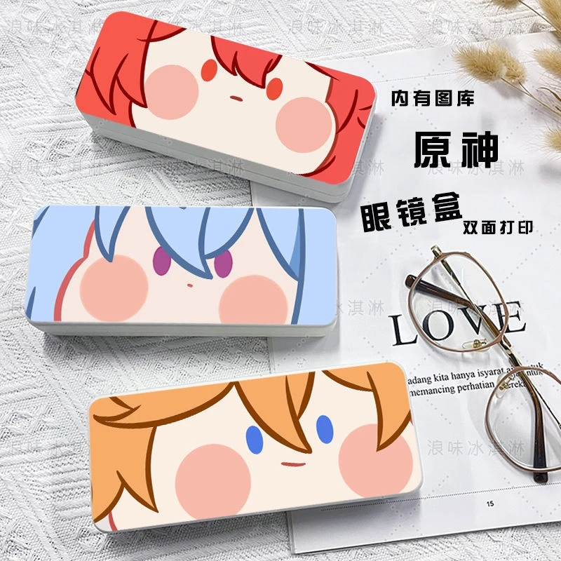 

Spectacle Case Genshin Impact Diluc Ganyu Tartaglia Raiden Shogun Yae Miko Cosplay Glasses Box Q Version Student X-metal Cartoon