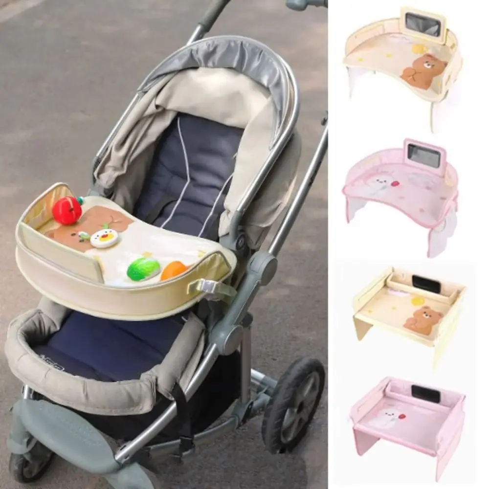 Cartoon Baby Car Seat Tray Bear Snack Tray Kids Toy Holder Desk Dining Tray Ox Cloth Car Tray Table Car Stand Organizer