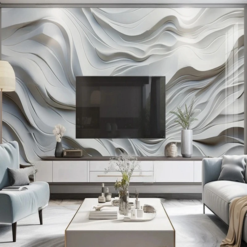 Custom 3D Abstract White Line Wall Mural Modern Wallpaper For Living Room Bedroom Office Decor Background Painting Papier Peint