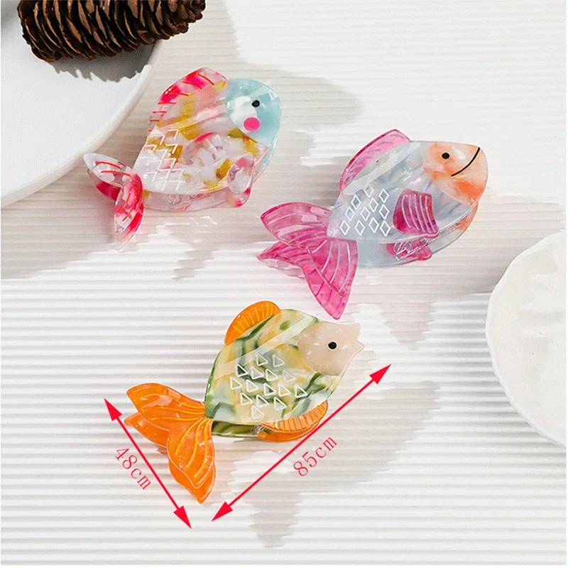 Creativity Cute Colorful Goldfish Hair Claw Acetate Claw Clip Cute Ocean Creatures Crab Hair Clip Hair Accessories for Women