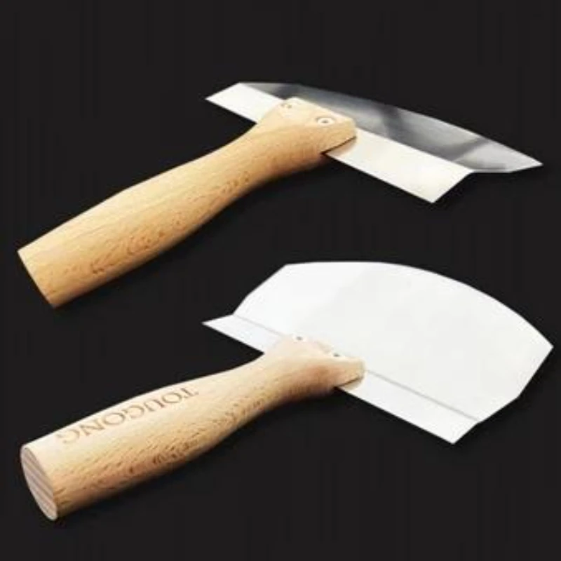 Thickened stainless steel curved wooden handle shovel