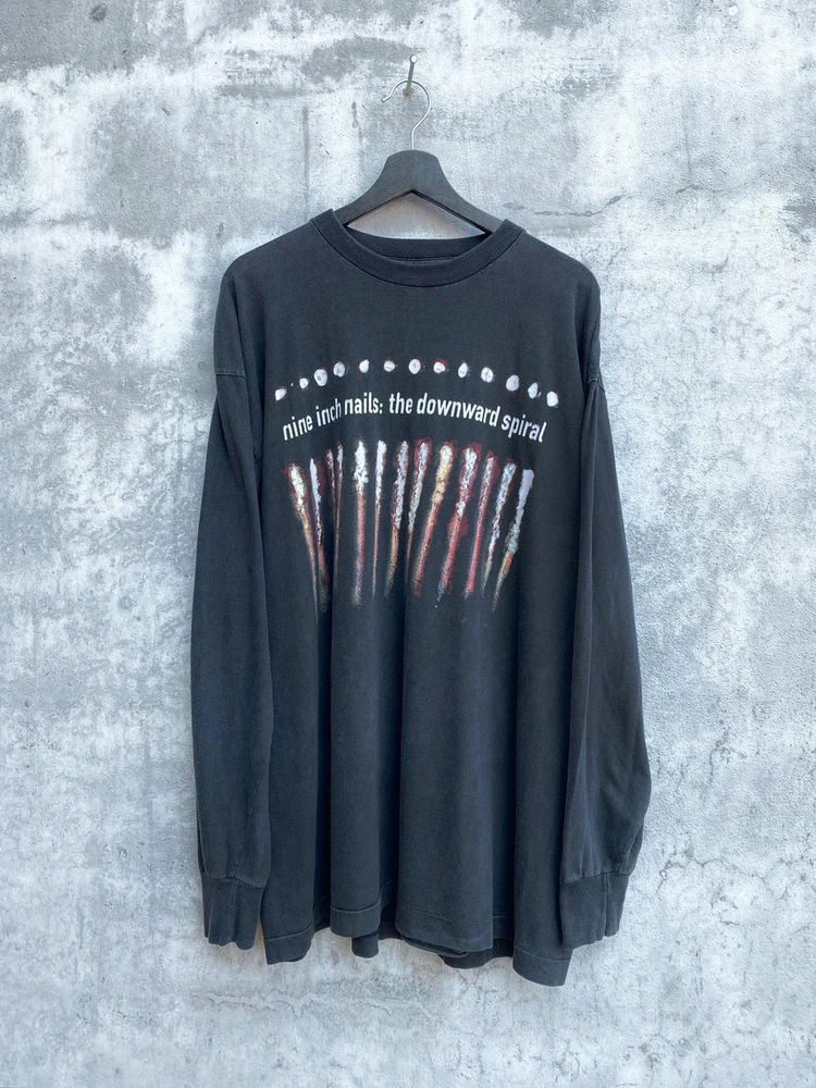 Camiseta de Manga Longa com Estampa da Banda Nine Inch Nails, Estilo de Rua Juvenil, Camiseta Unissex de Algodão para a Tempo...