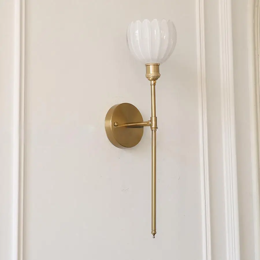 New Vintage Wall Sconce With Glass Shade Creative Flower Wall Lights Hard-Wired Led Wall Lamp for Bedroom Bedside Living Room