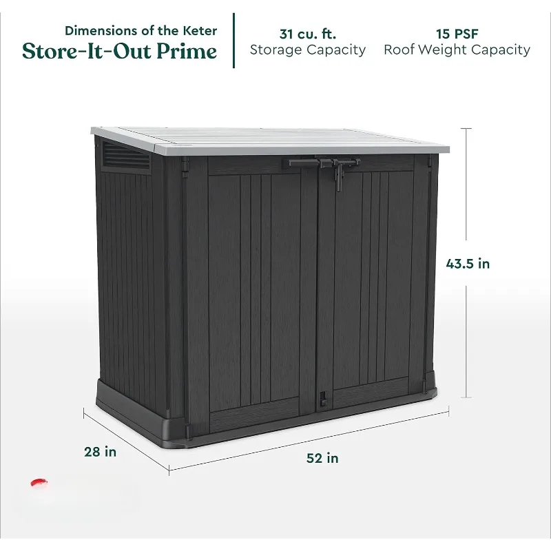 Store-It-Out Prime 4.3 x 3.7 ft. Outdoor Resin Storage Shed with Easy Lift Hinges, Perfect for Yard Tools, Pool Floats