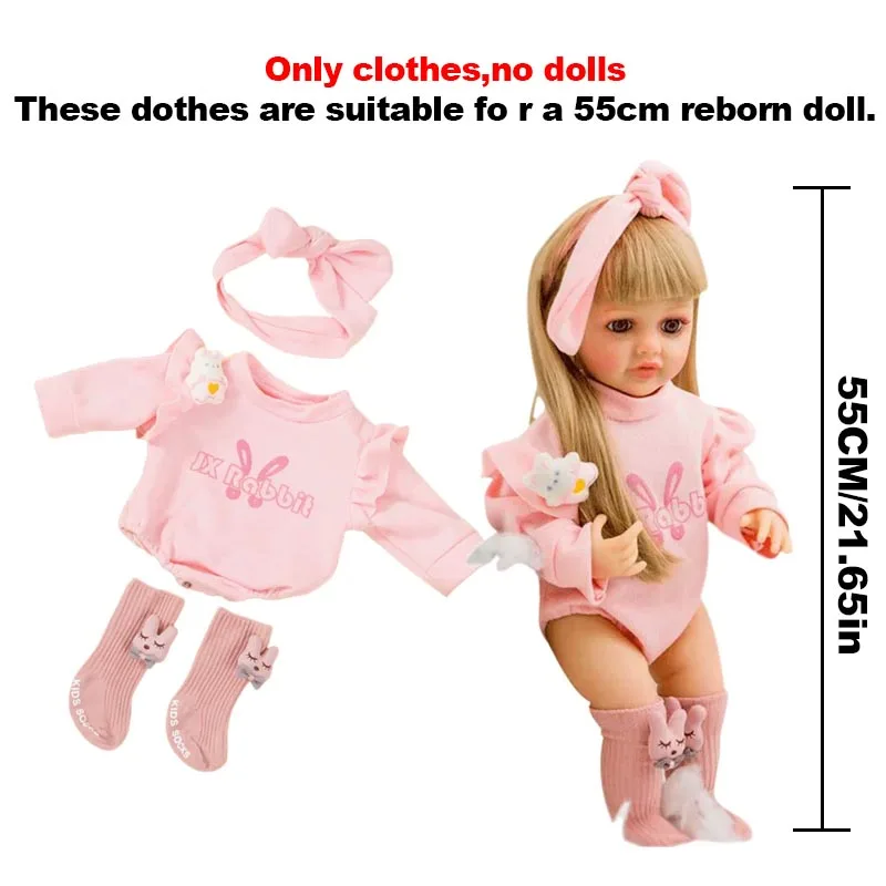 Fashion Cute 55cm Reborn Doll Clothes Baby Reborn Clothes Accessories Kids Doll Dress Up DIY Handmade Girl Reborn Dolls Toys