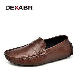 DEKABR Leather Men Shoes Casual Men Fashion Breathable Driving Shoes Designer Men's Loafers Handmade Moccasins Plus Size 38-47