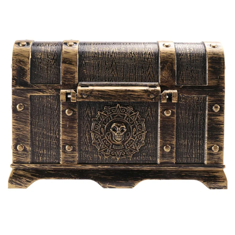 Y17A Pirate Treasure Chest Decorative Treasure Chest Keepsake Jewelry Box Plastic Toy Treasure Boxes Decor