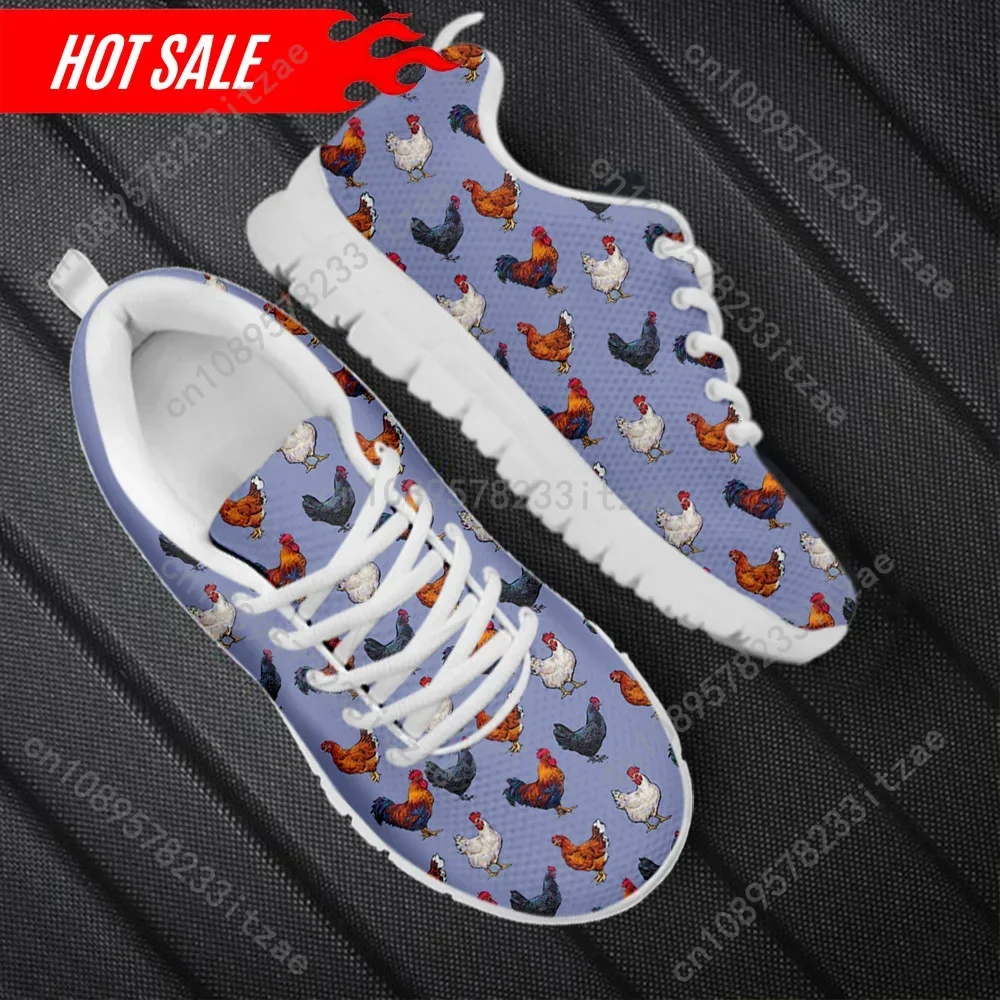 Rooster Purple Print Women's Outdoor Running Shoes Mens Casaul Flat Shoes Breathable Wear Resistant Walking Sneakers