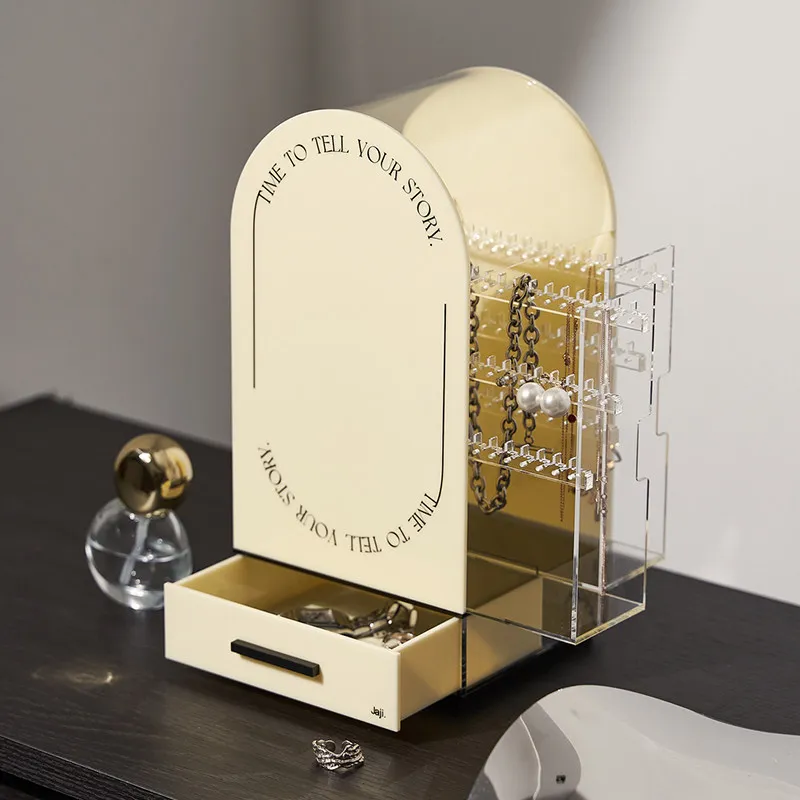 

Прозрачная акриловая многослойная шкатулка для драгоценностей с ящиком для демонстрации сережек и ожерелий и хранения, пылезащитный органайзер для туалетного столика.