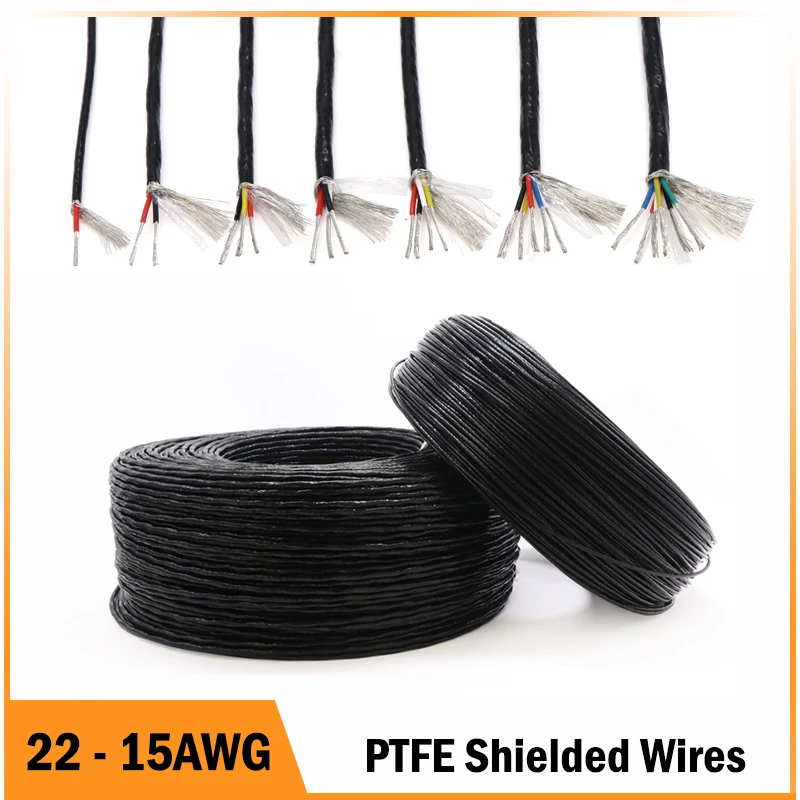 1 2 3 4 5 6Cores PTFE Shielded Wire 0.3/0.5/0.75/1/1.5mm High Purity OFC Copper Tinned FEP Insulation AFPF Signal Line 1/2/5/10M