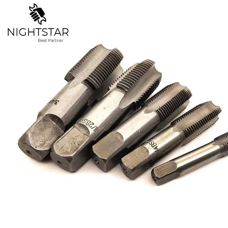 Krachtige 5Pcs HSS Taper Pipe Tap Metal Screw Thread BSP 1/8\