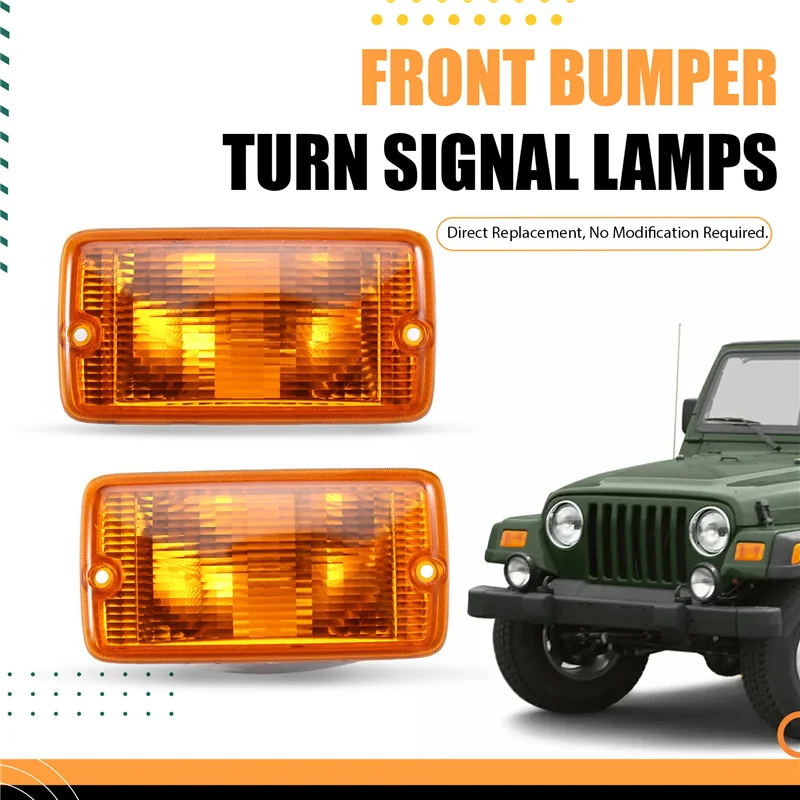 

AS57-Side Door Mirror Turn Signal Lam 2Pcs Amber Lens Front Turn Signal Light Housings Front Bumper Turn Signal Light