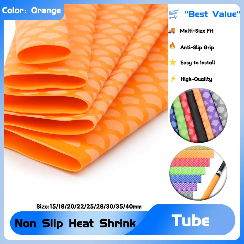 

1M Orange Non-Slip Heat Shrink Tube Bicycle Handle Anti Skid Fishing Rod Wrap Waterproof Protector 15/18/20/22/25/28/30/35/40mm
