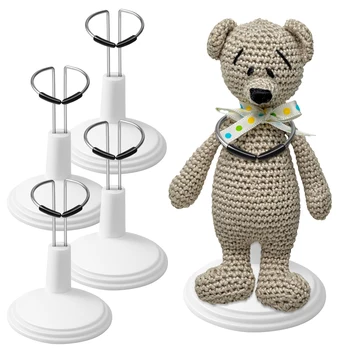 4 Stück kreative Halterungsunterstützung, tragbarer Teddybärständer, Modepuppen-Aufbewahrungsregal für Zuhause, Weiß, 10 cm, 30 cm