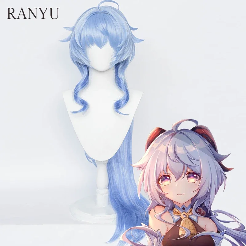 

RANYU Genshin Impact Ganyu Cosplay Wig Long Synthetic Blue Anime Game Hair Heat Resistant Wig For Party