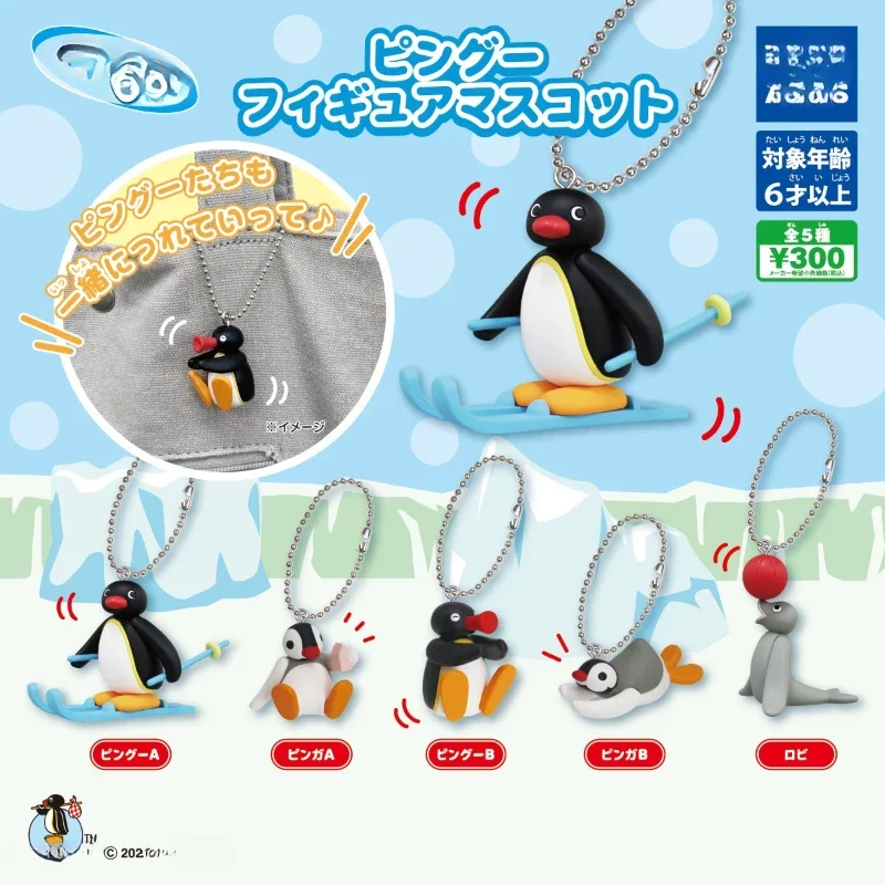 Mainan Kapsul Kawaii Asli Asli Figur Gashapon Lucu Penguin Seel Model Ski Liontin Gantungan Kunci Hadiah Patung Boneka Anime