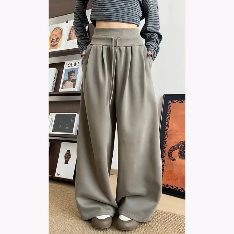 Militaire een paresseux Dstring pantalons de survêtement femmes pantalons décontractés amples à la mode taille haute pantalon à jambes larges automne nouveauté