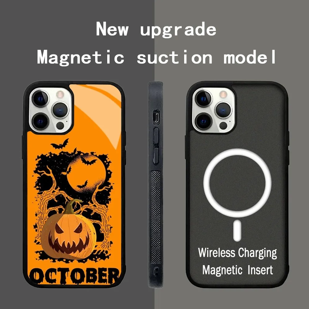 Scary Pumpkin Halloween Phone Case For IPhone 15 14 13 Pro Max 11 12 Mini Alex Mirror For Magsafe Wireless Charging Cover