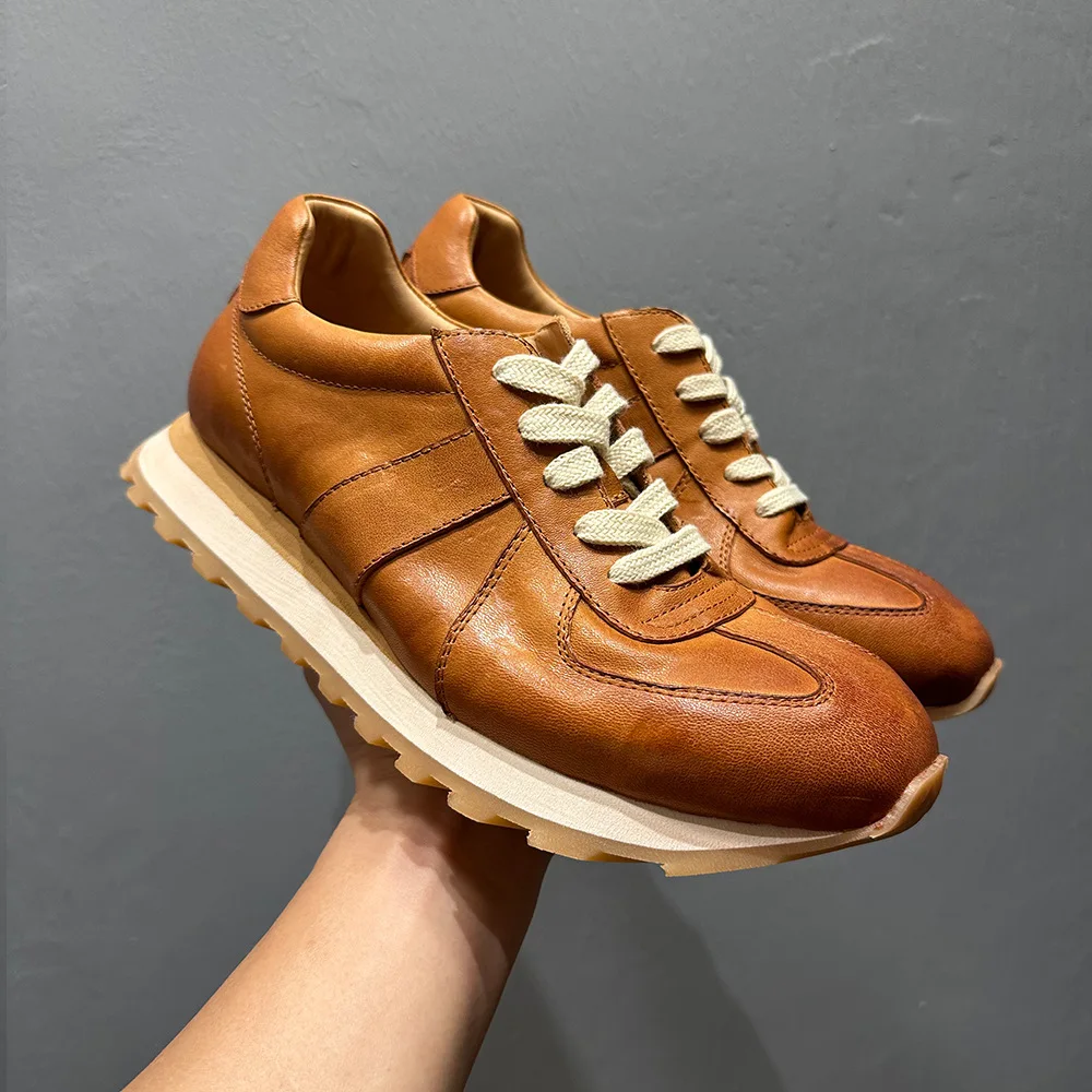 

QHCCID Autumn Horsehide Sneakers Men's Casual Shoes Fashion Men's Genuine Leather Casual Shoes