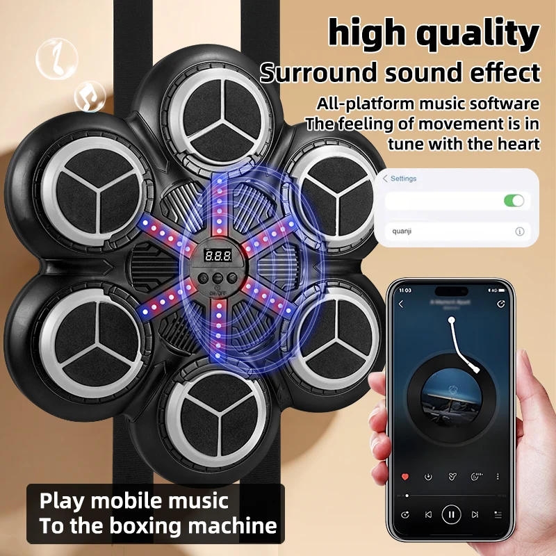 Zabawki dla dzieci Inteligentna 6-klawiszowa bokserska tarcza do treningu sensorycznego, zdolności reakcji, prędkości i rytmu, sprzęt sportowy, wbudowana akumulatorowa bateria 500 Mah, bezpłatny kabel ładujący typu C.