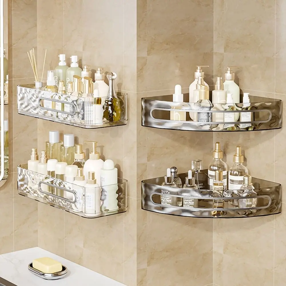 

Plastic Bathroom Shelves Wall Mounted Large Capacity Shampoo Storage Rack Space Saving Shower Corner Shelves for Home