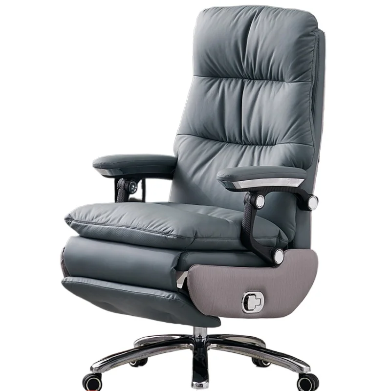 

ZF Comfortable Office Chair Reclining Home Computer Chair Genuine Leather Sitting Couch Office