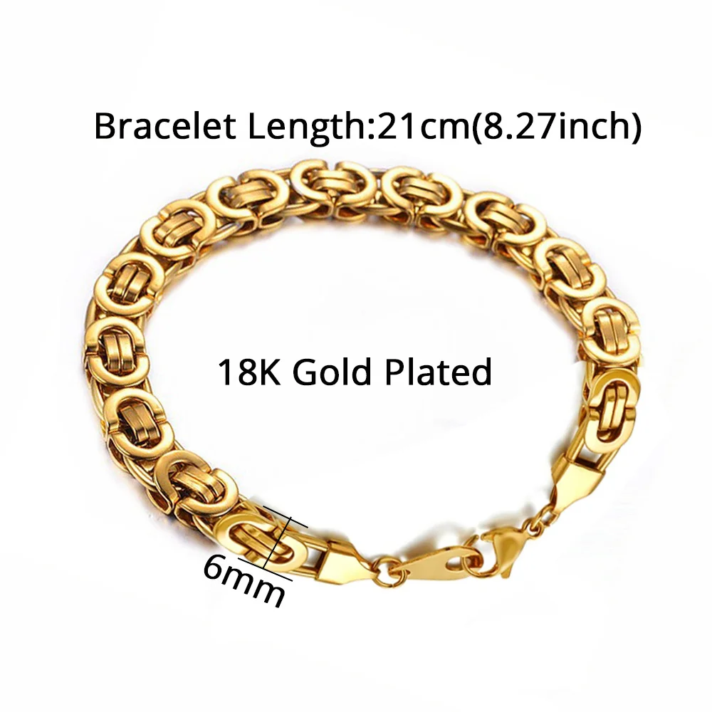 Newest 316L Stainless Steel Bracelet Men Women Wholesale 6mm Gold Silver Color Male Hand Chain Link Bracelet Hip Hop Jewelry