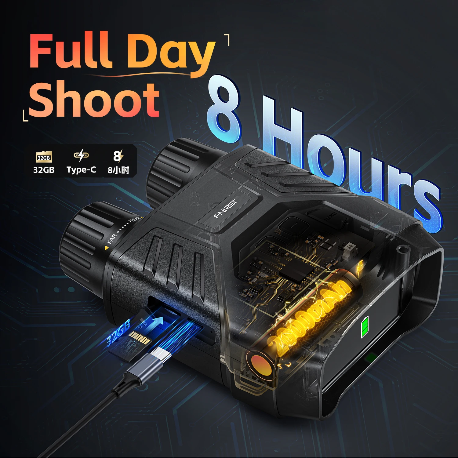 Telescopio de NVS-40, binoculares 4K HD, gafas de visión nocturna, Zoom Digital 6X, alcance de caza y Camping de 300m, uso Dual diurno y nocturno