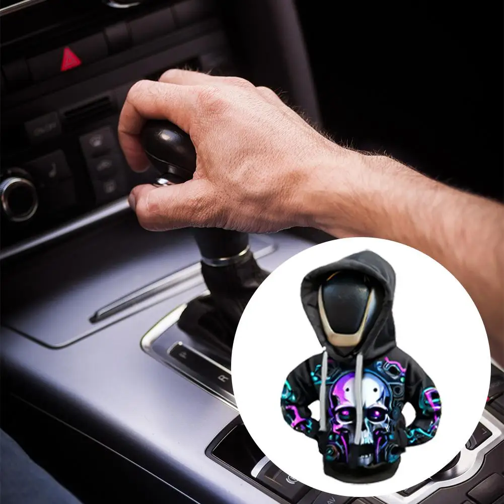 الإبداعية الجمجمة سيارة ذراع السرعة مقنعين الملابس سيارة ذراع السرعة غطاء صغير هوديي سيارة الداخلية والعتاد التحول غطاء غبار #3