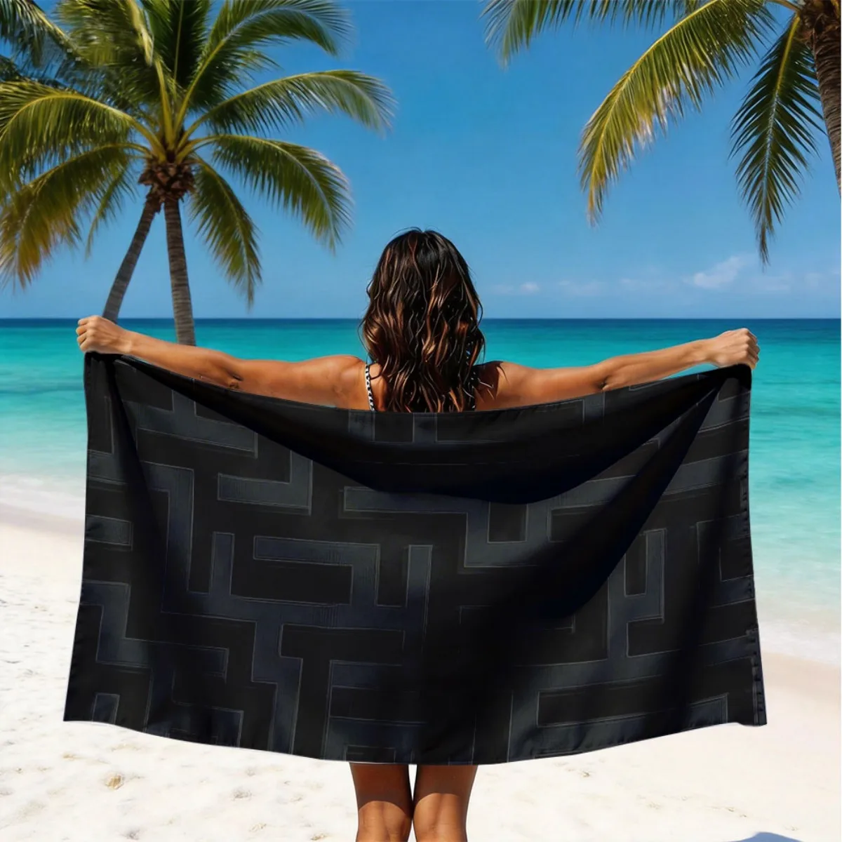 Black Maze Printed Flannel Blanket, Suitable for Sofas, Beds, Cars, Rooms, Offices, Camping, Exquisite Gift Blankets
