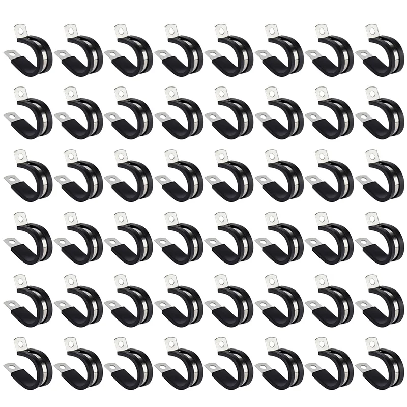 

48 Pieces Of 13Mm Stainless Steel Cable Clamp Fine Workmanship Cable Clamp Durable Stainless Steel Pipe Rack Black And White-[97