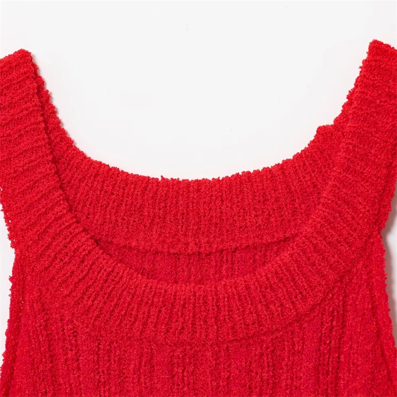 KEYANKETIAN Rompi Rajut Wanita Musim Gugur Terbaru, Kerah Bulat Tanpa Lengan dengan Hiasan Rumbai, Atasan Rompi Sweater Wanita