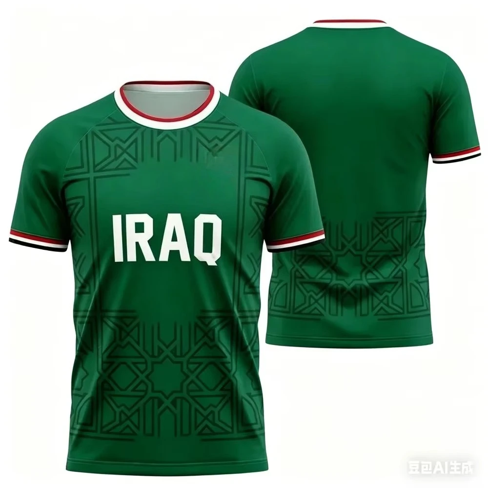 Iraqi 3D Print Sport Quick-dry Breathable Men's T-shirt Football Jersey Outdoor Street Team Training Parent-child Clothing Top