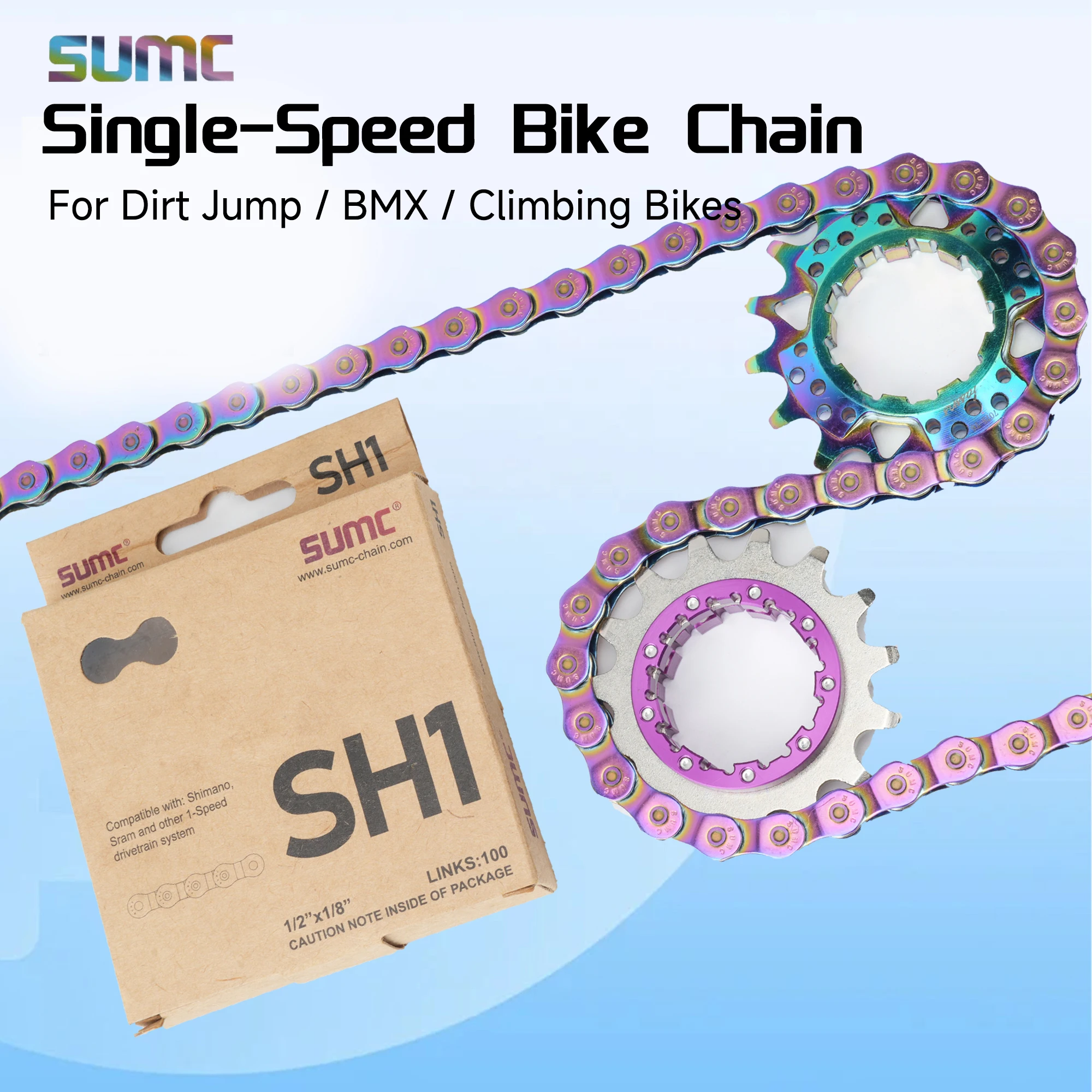 SUMC Single-Speed-Fahrradkette, halbgliedrige Kette, BMX Street Dirt Jump Fixed-Gear-Fahrradkette für Freestyle-Trial-Bikes – Detail 1