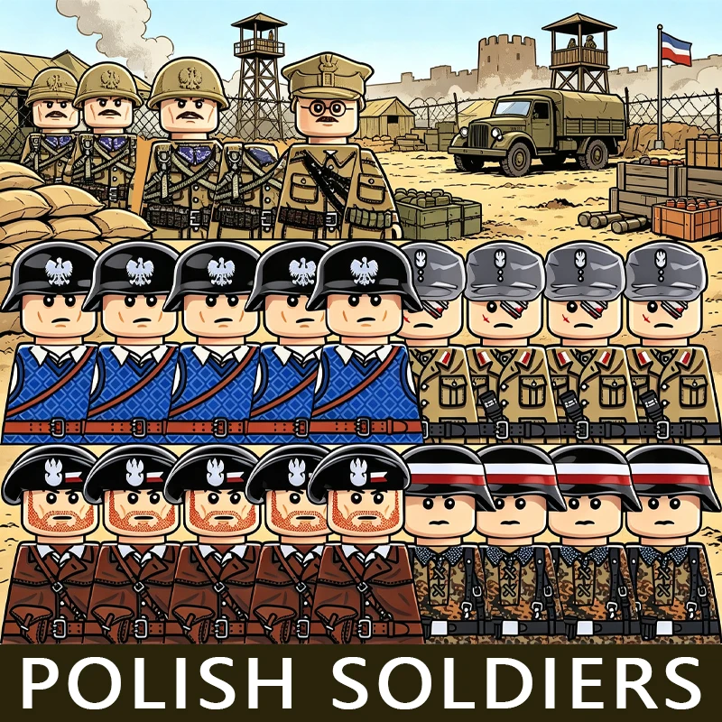 Série Militaire Soldat Polonais Blocs de Construction Armée Guerrier Commandant Camouflage Infanterie Courrier Casques Accessoires Briques Jouet