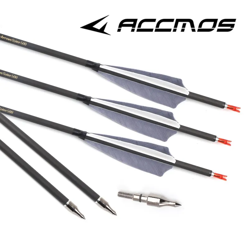 6-12pcs Pure Carbon Arrow ID6.2mm Spine 350-800 Nature Feather For Compound /Recuvre Bow Shooting Archery Hunting