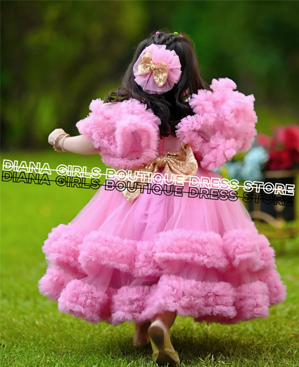 

Customisable Luxury Flower Girl Dress Tulle Fluffy Layered For Wedding Ball Dresses Little Princess Birthday Party Evening Gowns