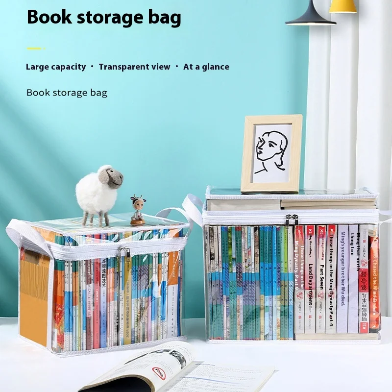 Stackable Book Storage Bag Transparent Comic Collection Container Dust Proof Case With Zipper Collapsible Book Organizer Pouch