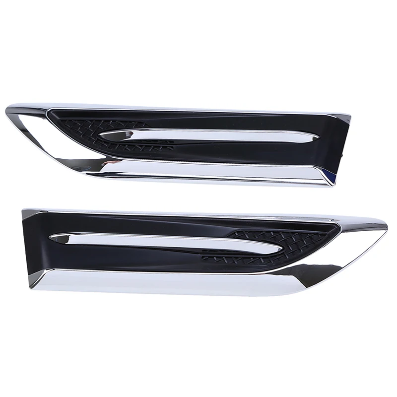 2PCS Universal Car Side Wing Auto Air Flow Fender Chrome Side Hood Vent Decoration Sticker Decorative Racing Intake Trim ABS