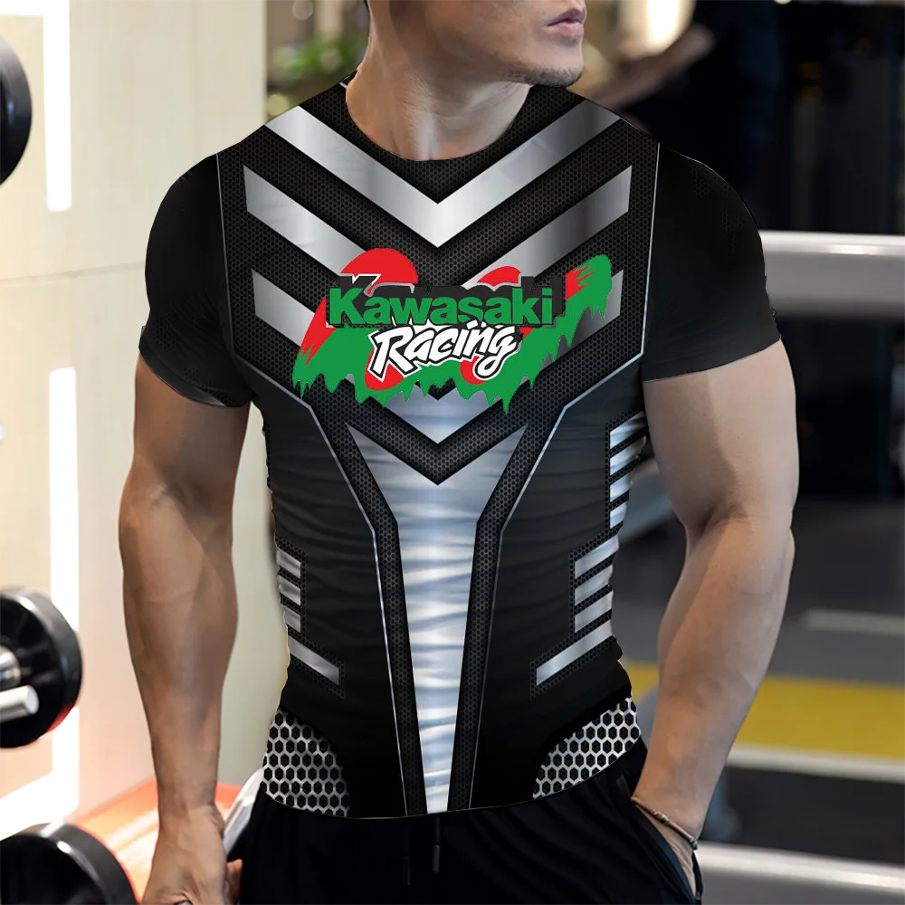 

Kawasaki Motorcycle Men Short Sleeve 2025 Kawasaki Logo Graphic 3D Print Outdoors Riding T Shirt Men Quick-Drying Comfort Tees 9