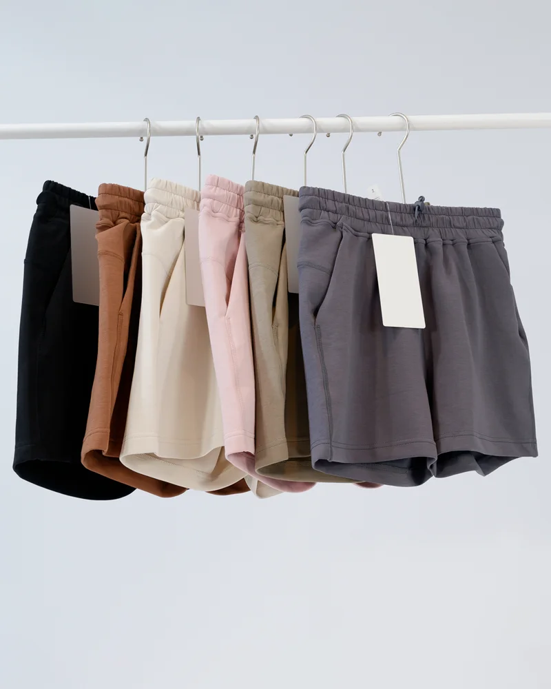 New Yoga Shorts, 4-Point Length, Casual Loose Fit, Sports Air Layer, Women's Soft Breathable High-Waisted Shorts, Solid Color