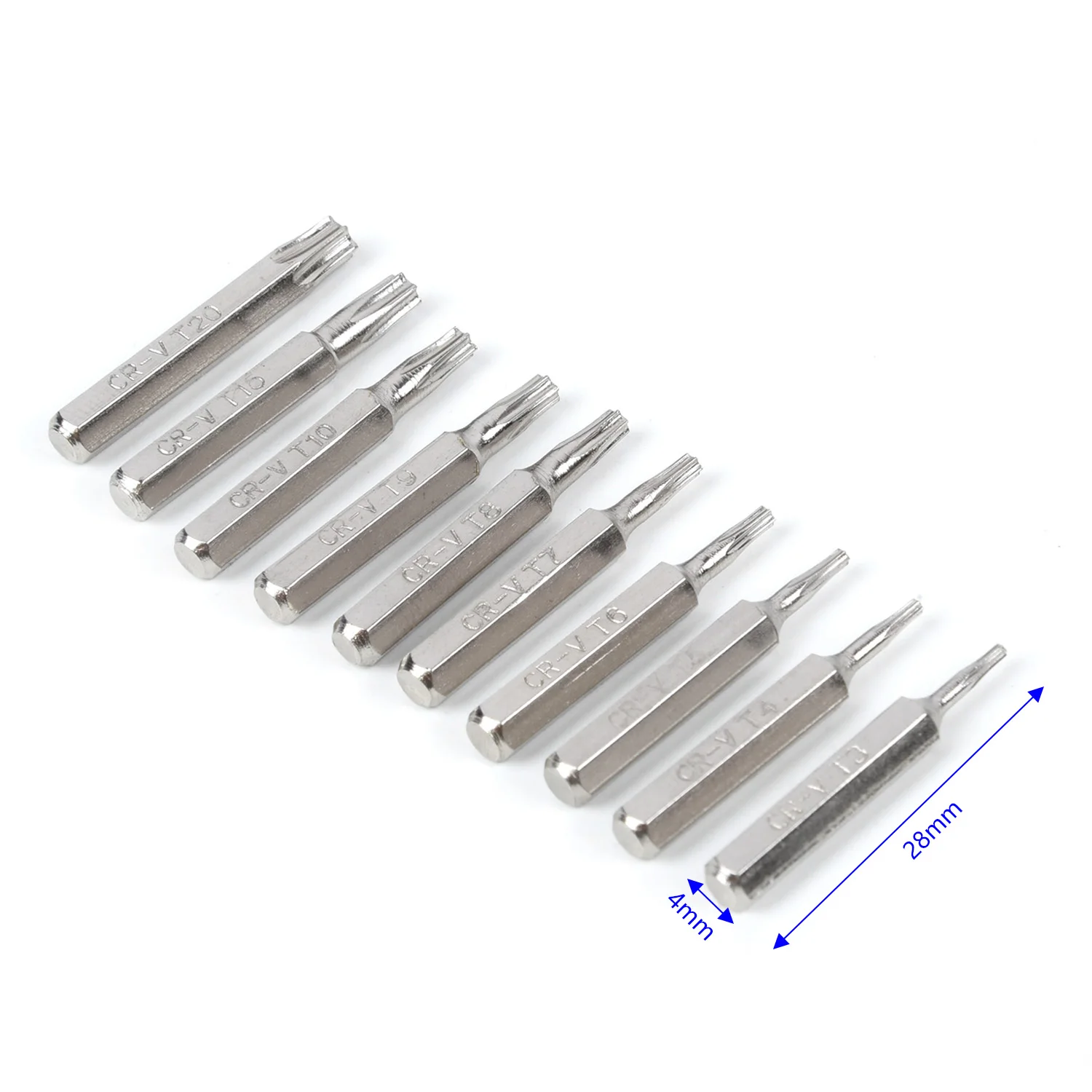 Nutdriver 4mm Hand Tools 10pcs T3-T20 Screwdriver Bit Repair Maintenance Electronic Accessories Replacement Metal