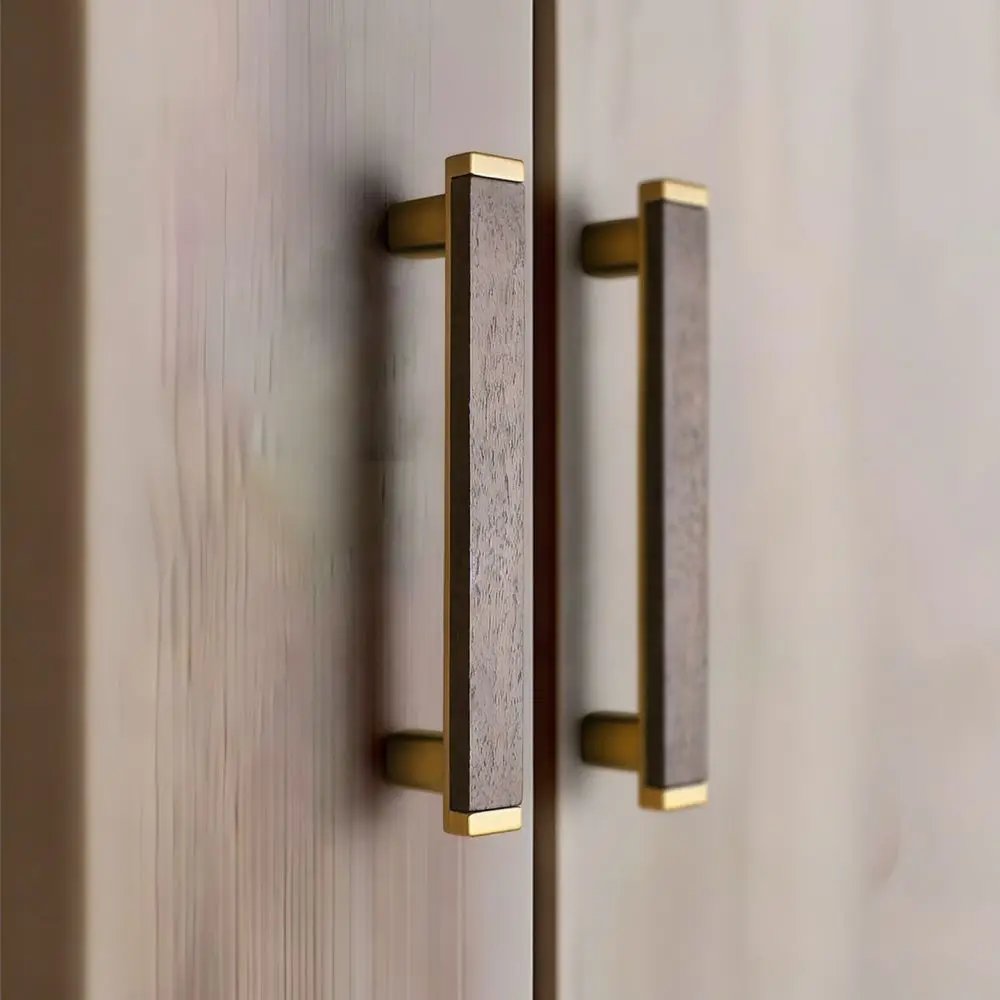Natural Solid Wood Cabinet Pull Mid Century Style Walnut Handle Drawer Knob Furniture Door Hardware Closet Handle
