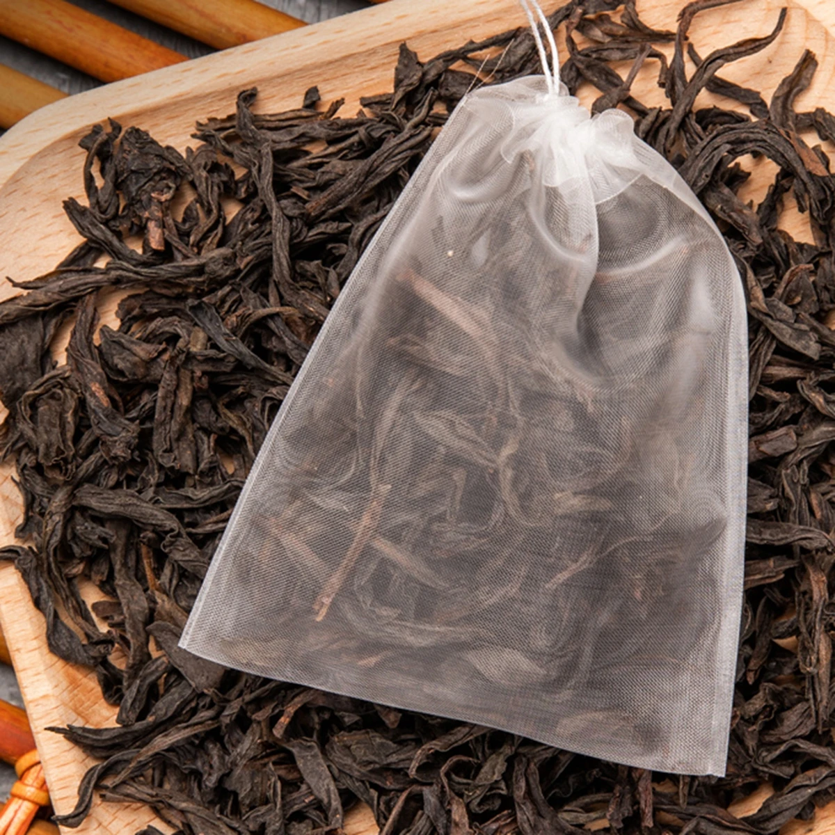 1000pcs Disposable Tea Bags Transparent Nylon Teabags Empty Tea Bags with String Heal Seal Tea Infuser Filter Bag for Spice Herb