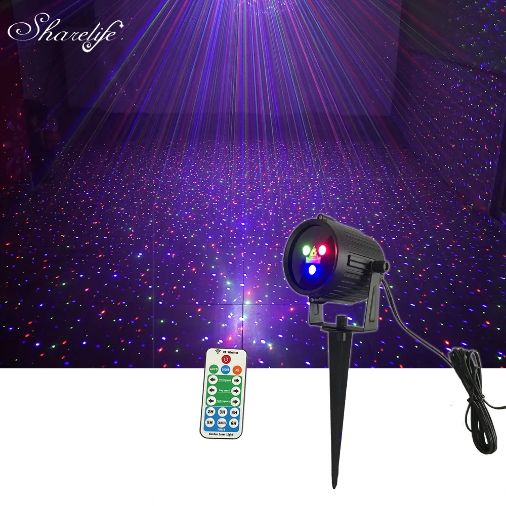 

Sharelife Waterproof RGB Star Outdoor Landscape Mini Laser Light Garden Home Yard Tree Christmas Remote Projector Lighting